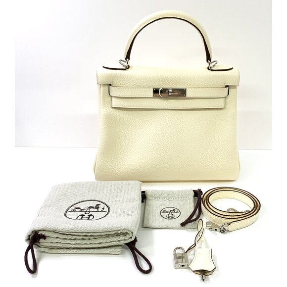 Hermès Kelly 28cm – White Togo Leather with Palladium Hardware - Picture 7 of 7